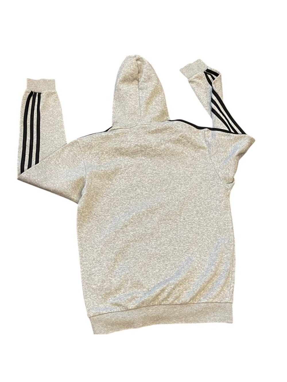 Adidas Hoodie Sweatshirt Classic Stripes Mens Size Small Gray and Black - Picture 4 of 8